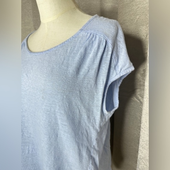 Joie Women’s 100% Linen Drop Shoulder Tee Top in Pastel Blue Sz Medium - Picture 4 of 11